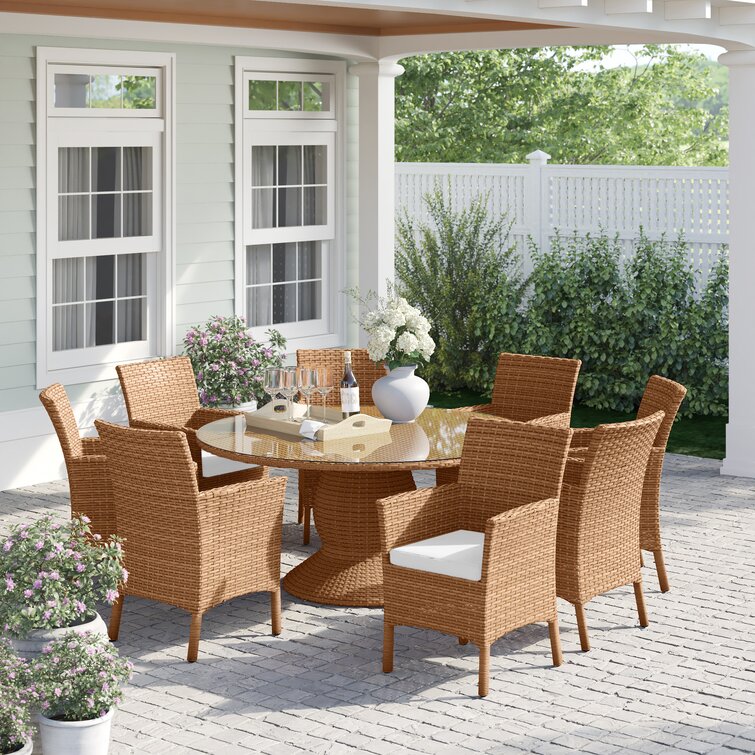 Waterbury 8 Person Round Outdoor Dining Set with Cushions